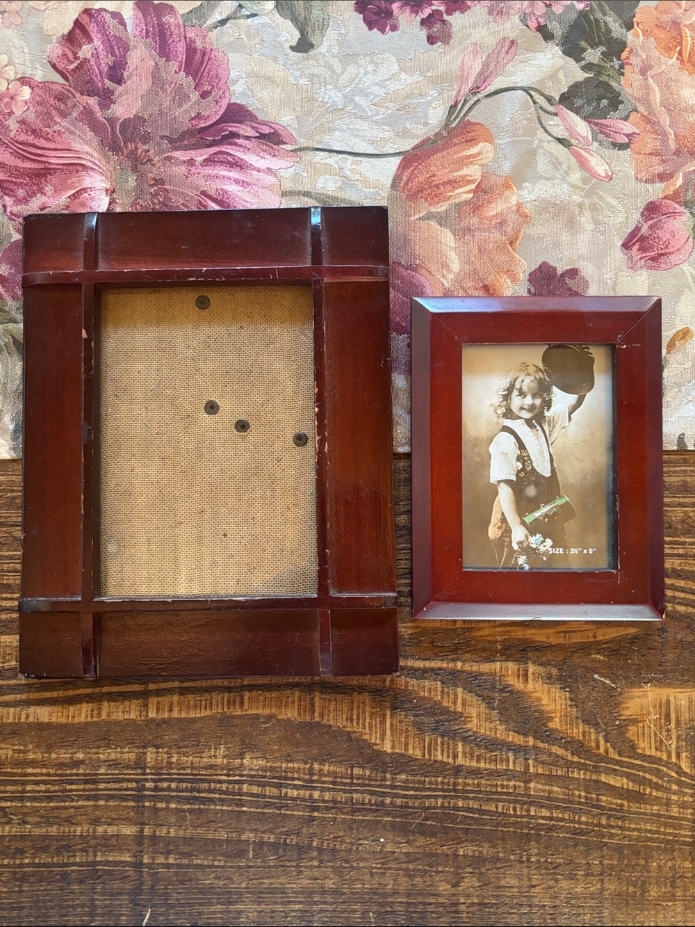 Wooden Photo Frame Set in Cherry Brown - Set of 2 Home Accents